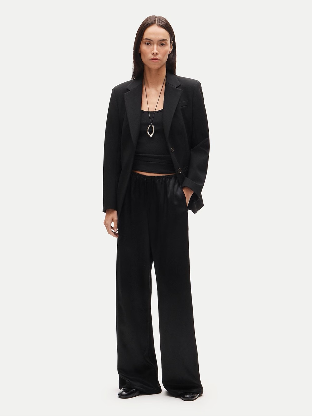 J Crew Black Luster Charmeuse Wide-Leg Pants for Women - Cosmo Pant Size L NWT